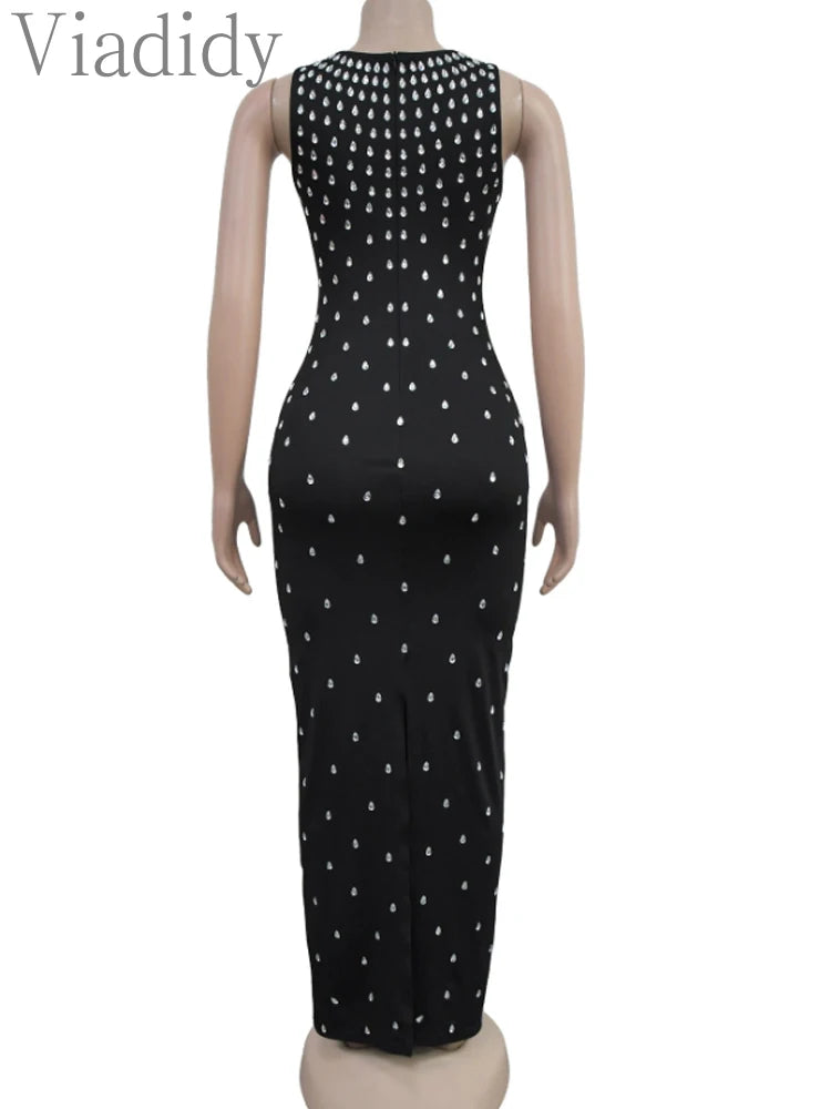 Sexy Rhinestones Long Maxi Party Dress
