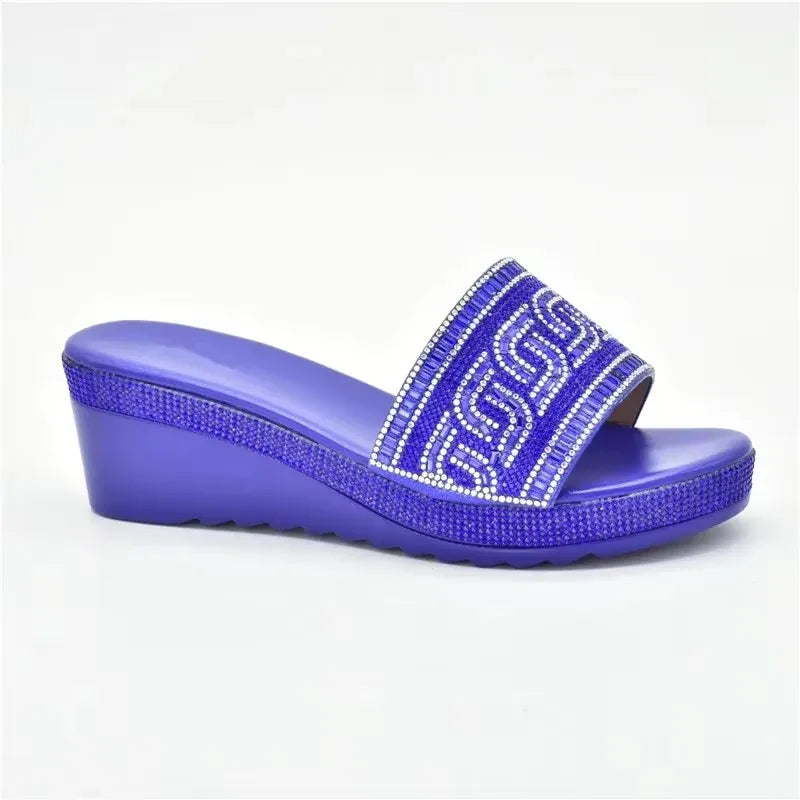 African Party Shoes Decorated with Metal Wedding Shoes for Women Bride Wedges Shoes for Women Luxury Shoes