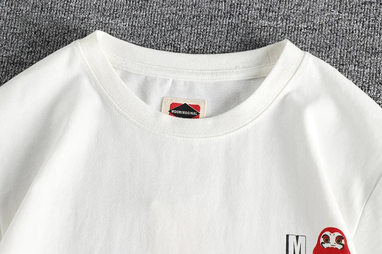 Summer New American Retro Short Sleeve O-neck Face Makeup Printed T-shirt Men's Fashion 100% Cotton Washed Youth Casual Tops