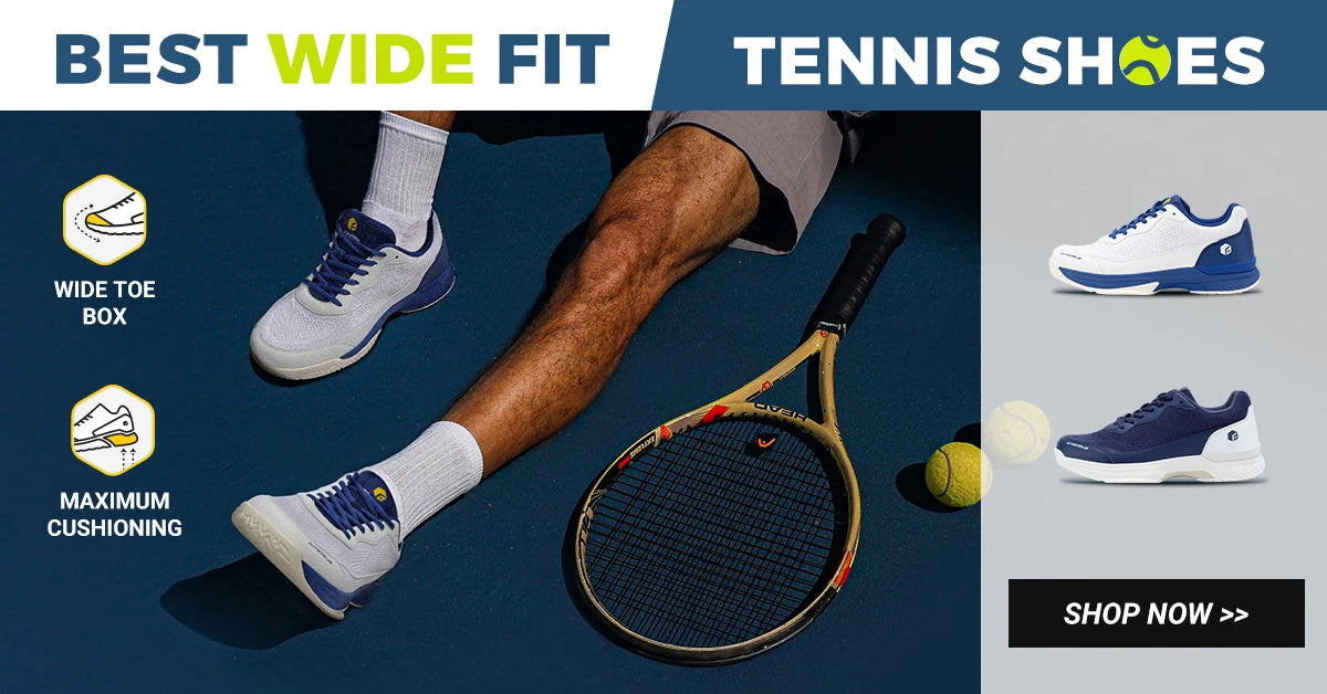 Men's Wide Width And Breathable Non-Slip Professional Tennis Shoes With Arch Support - Training Sneakers For Racquet Sport