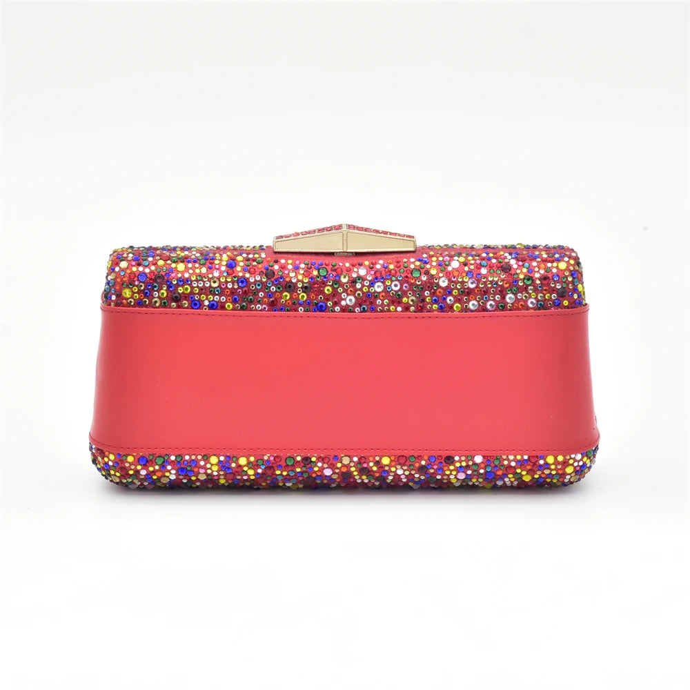 Fashion Ladies Shoe and Bag Set Latest Designers Nigeria Party Shoes and Bags for Women Full Rhinestone Wedding Shoes for Bride