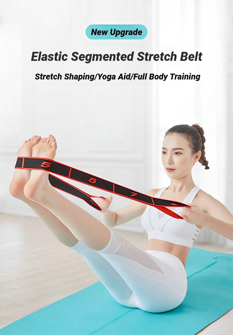 8 Section Style Dance Resistance Band Yoga Stretching Pilates Fitness Digital Elasticity Elastic Stretch Training Tension Belt