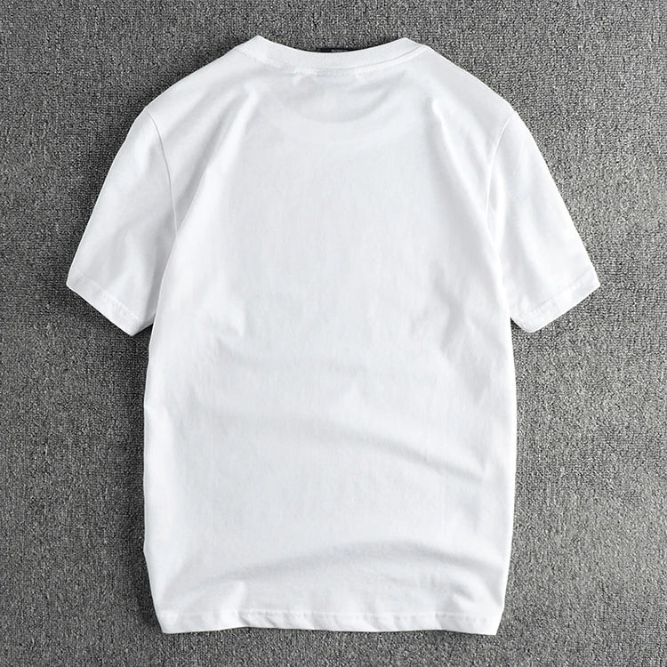 Zomer Nieuw Amerikaans Retro T-shirt met korte mouwen, ronde hals en Indiase letters, eenvoudig, 100% katoen, gewassen, casual, jeugdtops voor heren