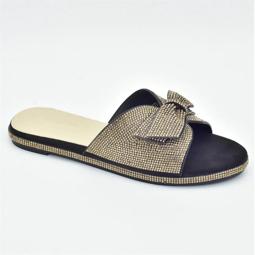 2025 Bling Crystal Bowknot Pumps Women Wedding Shoes Bride Elegant Low Heels Nigerian Women Pumps Shoe for Women Designer Luxury