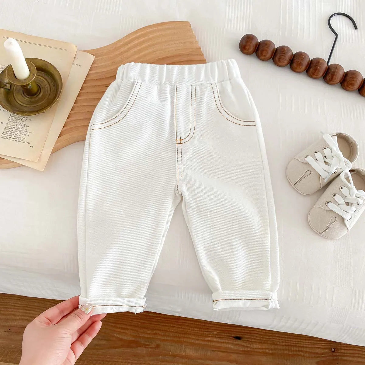 Kid's Trousers Base Colour Children Soft Denim Pants Boys Jeans Girls Solid Skinny Pants 1-6Y Unisex