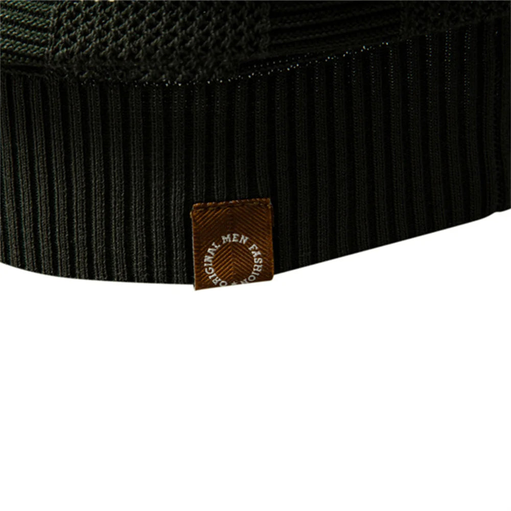 2025 Men's Solid & Striped Mesh Polo Shirt - Breathable Knit Casual Top with Turn-Down Collar