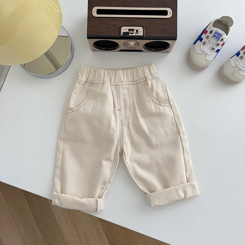 Baby Pants Solid Kids Jeans Casual Boys Denim Pants Soft Girls Fashion Trousers For Children 9M-5T Unisex