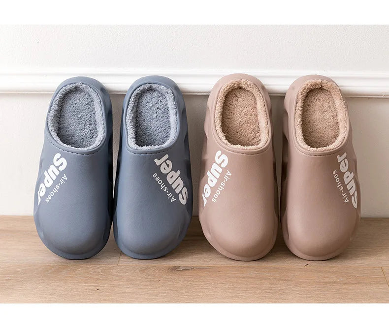 Unisex Winter Plush Sport Slippers Outdoor Waterproof Home Warm Fuzzy Slippers Suitable As Garden Shoes For Men & Women