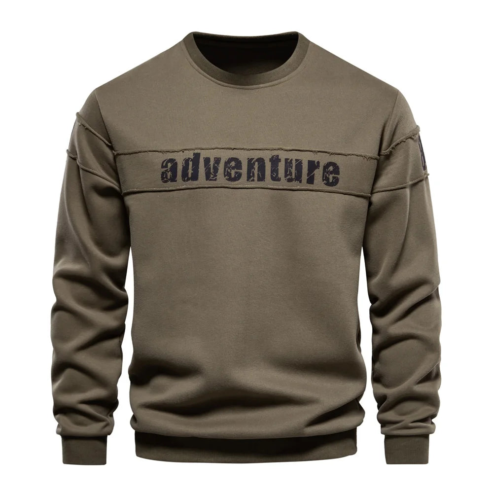 Men's Crew Neck Patchwork Printed Alphabet Sweatshirts Youth O-neck Sportswear Tops
