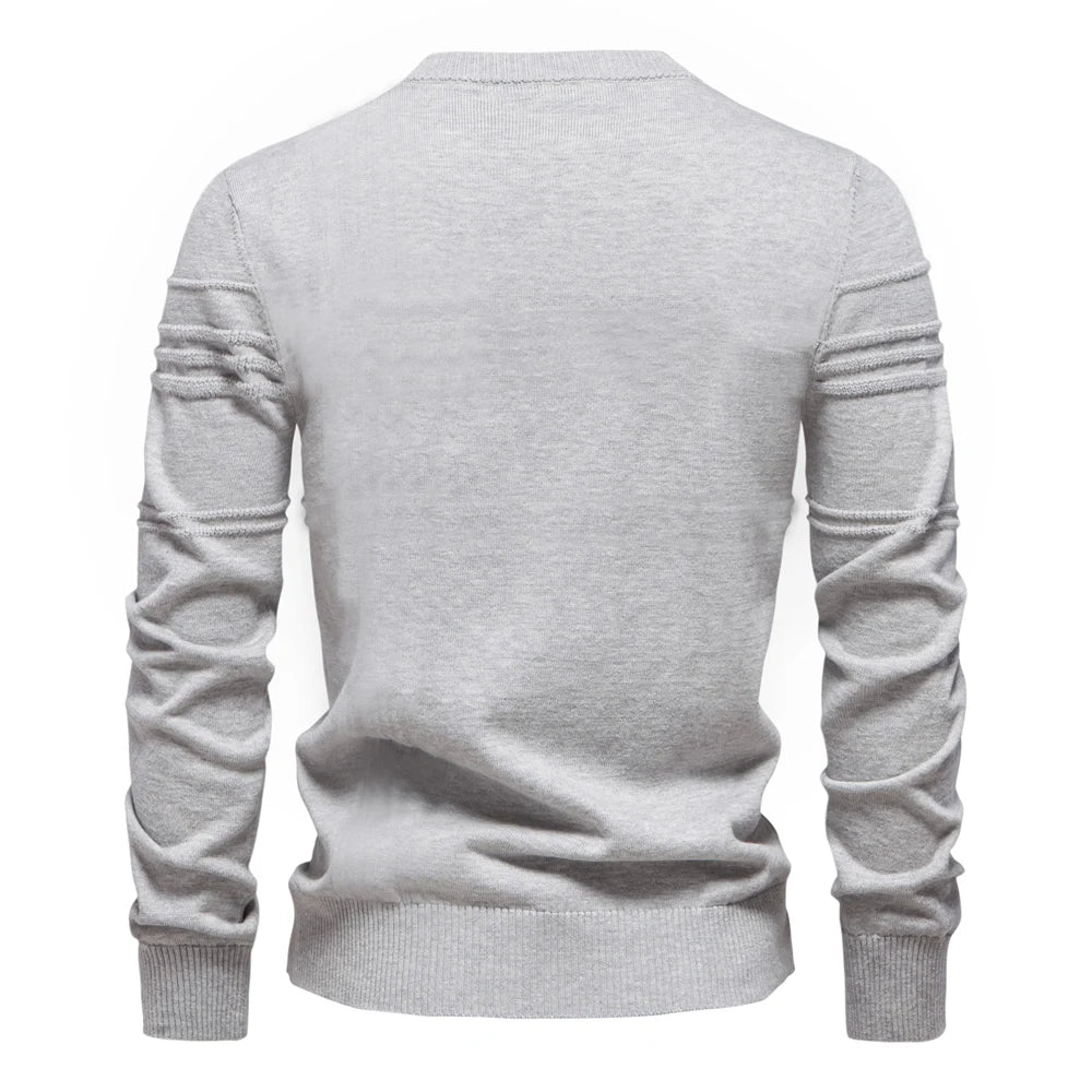 Men's Crewneck Pullover Sweater Knitted Cotton Stripped Quality Autumn Winter Warm Sweaters for Men