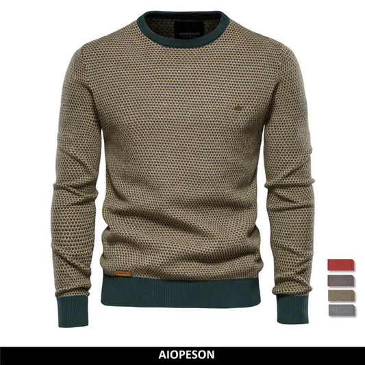 Men's Cotton Spliced Pullovers Sweater Casual Warm O-neck Quality Men's Knitted Sweater Winter Fashion Sweaters for Men