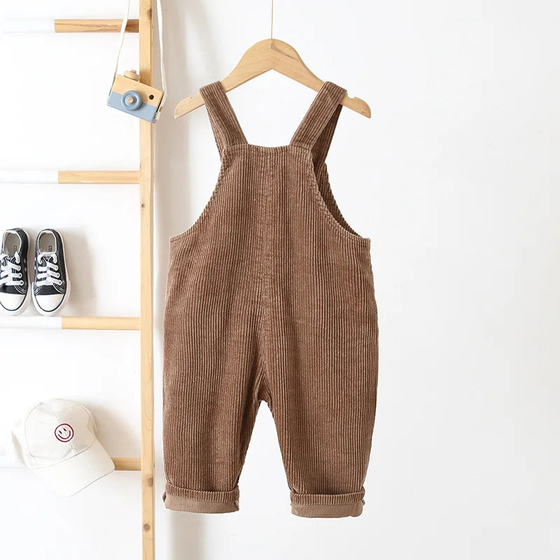 Baby Overalls Corduroy Jumpsuits Front Pocket Boys Girls Pants Kids Clothes For Children 0-3Y Unisex