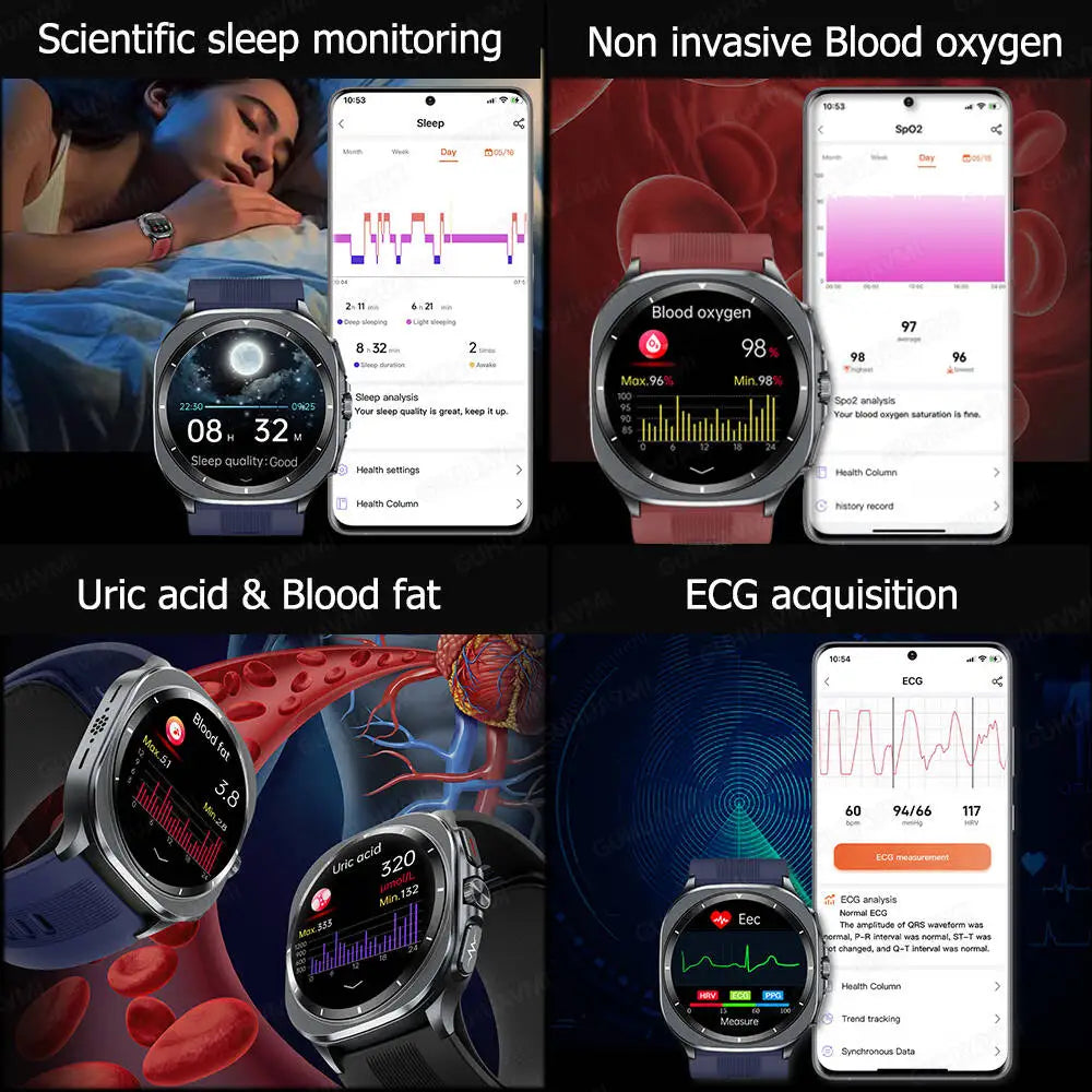 2025 Health track Smartwatch Air Pump Airbag True Blood Pressure Health Measure Smart Watch Men Women Blood oxygen BT Call