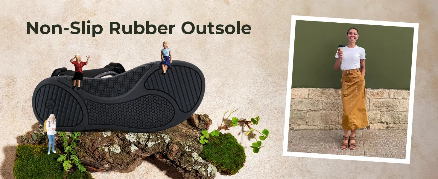 Women's Sandals Summer Beach Flats Adjustable Ankle Strap For Swollen And Flat Feet With Arch Support Open Toe Orthotic