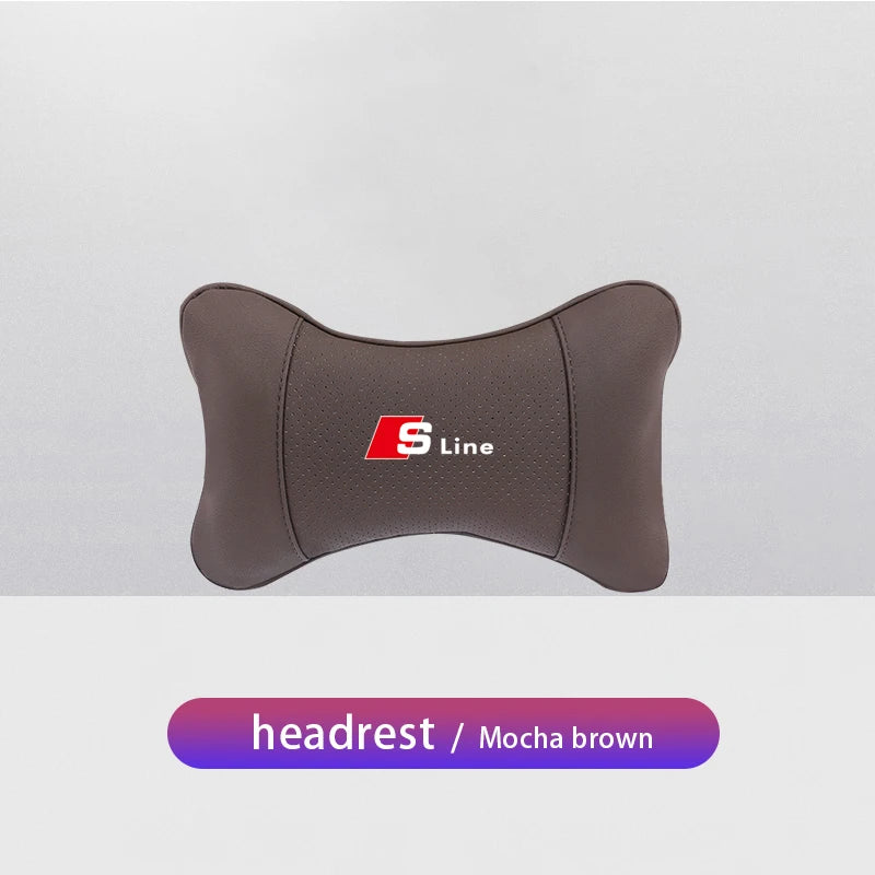 1Pcs Car Seat Headrest Auto Logo Neck Pillow For Audi Sline A1 A3 A4 A6 C7 A5 B8 B7 A7 A8 B9 B6 C6 Q2 Q3 Q5 Q7 Q8 TT S3 S4 S7 S8