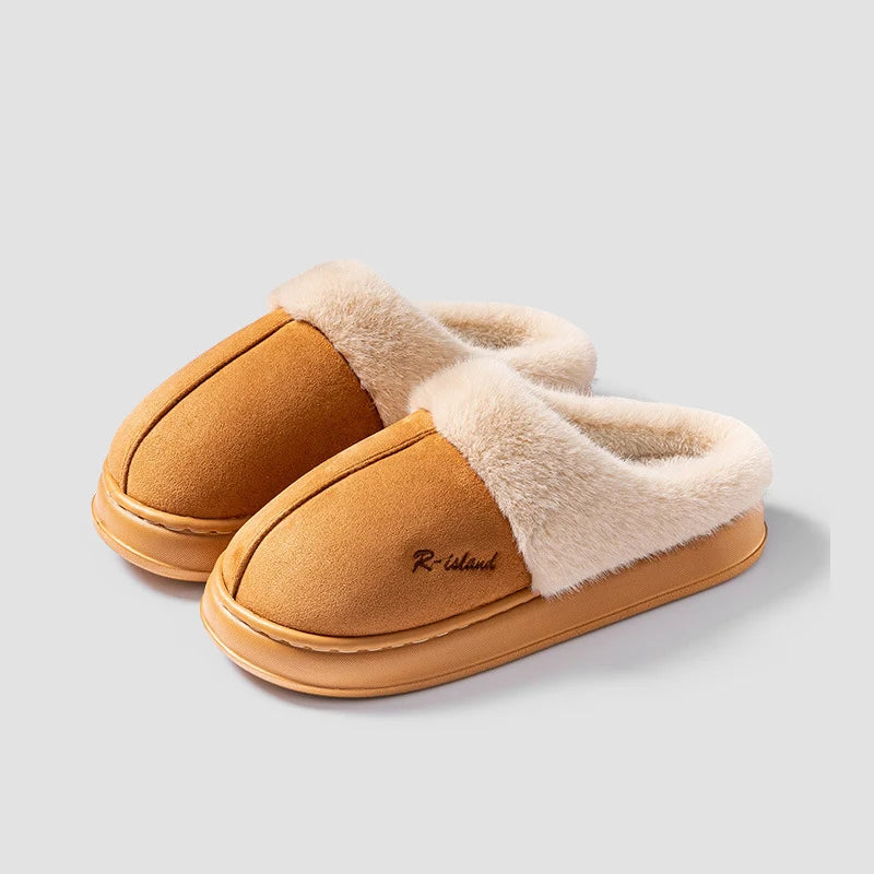 Women's Winter Warm Platform Cotton Plush Slippers Suitable As Fluffy House Footwear With Soft Sole Non-Slip Ladies' Shoe