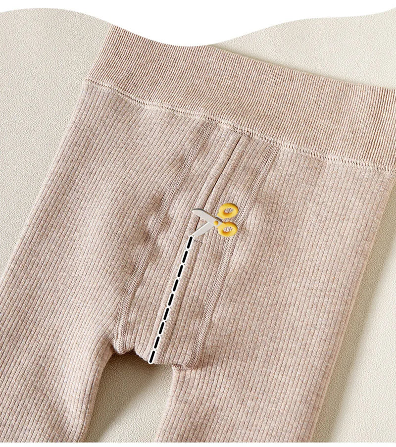 New Autumn Kids Leggings Infant Girls Solid Colour Pit Strip Render Pants Toddler Fleece Padded Warm Trousers 1-3Y Girls