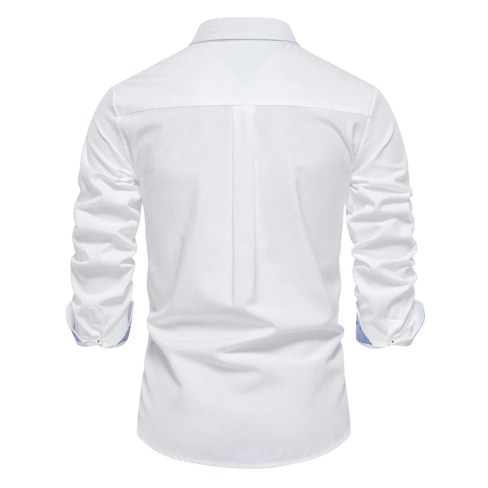2023 New Autumn Cotton Men's Oxford Shirt Long Sleeve Button Down Social Business Casual Shirts for Men