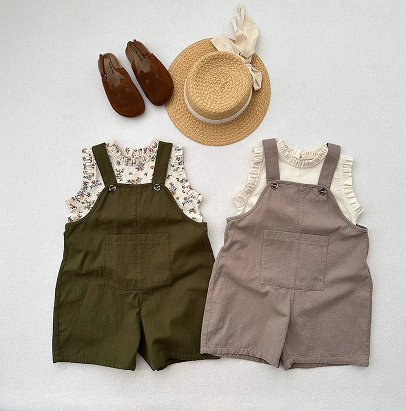 Summer Kids Vest Girls Boys Sweet Floral Sleeveless Tops Children Outwear Clothes 1-6T Unisex