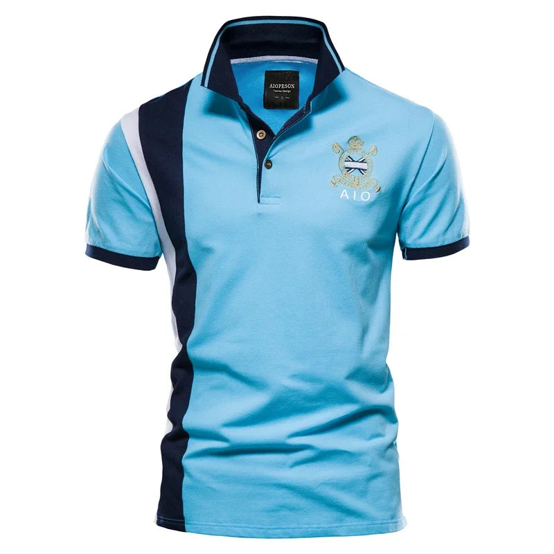 100% katoenen poloshirt met badge-borduurwerk voor heren, korte mouwen, patchwork herenpolo's, zomerkleding van kwaliteitsmerken voor heren