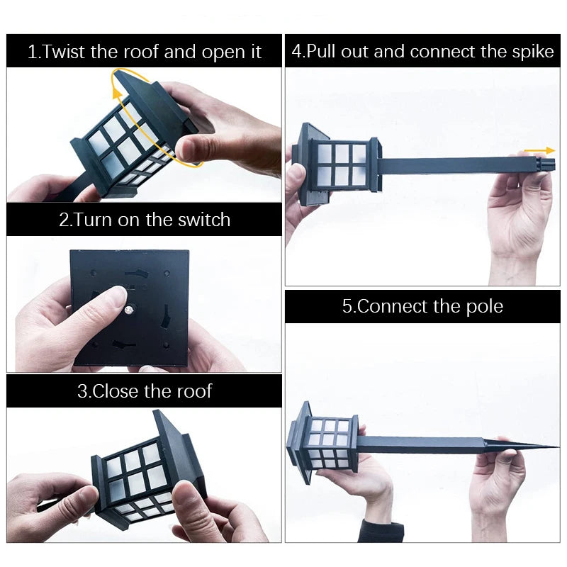 2 Pack Solar Pathway Light Outdoor Solar Lamp Waterproof Landscape Lighting for Garden Yard Patio Walkway Driveway Camping Decor