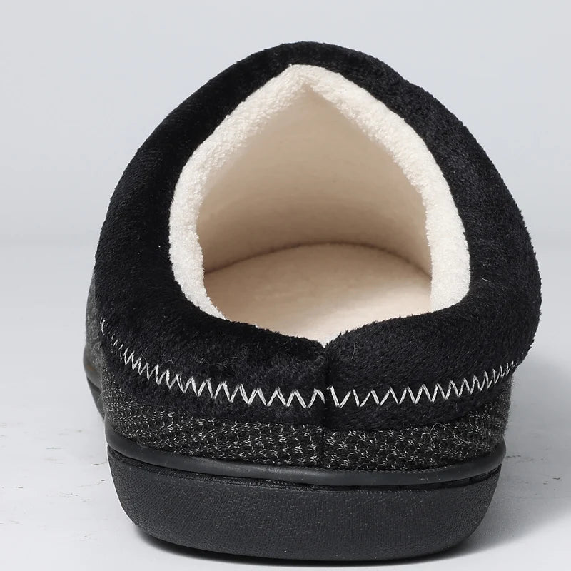 Men's Winter Warm Cotton Shoes Soft Memory Foam Casual Indoor Flat Slides Short Plush Male Fluffy Home Slippers