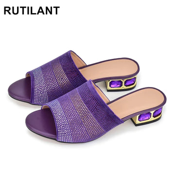 2025 Luxury Women's Designer Low Heel Party Slippers Shoes Decorated With Rhinestone for Bride's Wedding