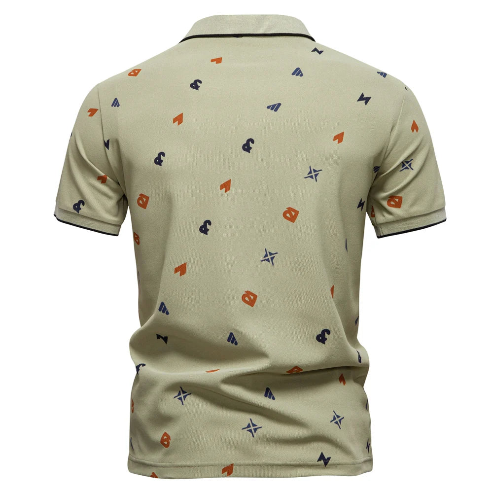 2025 Zomer Nieuw Heren Effen Poloshirt met Bedrukte Omslagkraag Casual Slim Fit Ademend Comfortabel Topje
