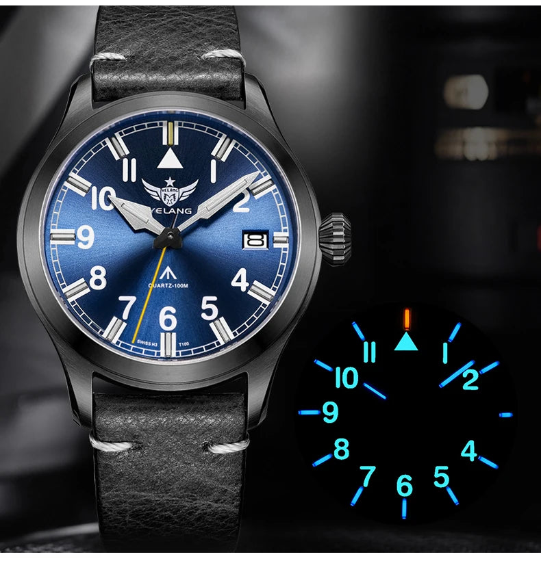 Yelang V1021 Men Quartz Watch 42mm Swiss Ronda Movement Luminous T100 100m Waterproof Men's Diving Watch 316L Stainless Sapphire