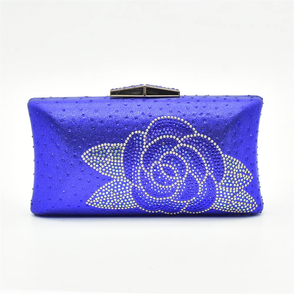 Women's Italian Shoes with Matching Bags Set Decorated with Rhinestone Open Toe Ladies' Slippers Shoes