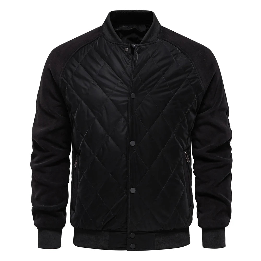 Men's Patchwork Thick Fleece Lined Baseball Bomber Jacket Winter Warm Outwear Jackets Coats for Men