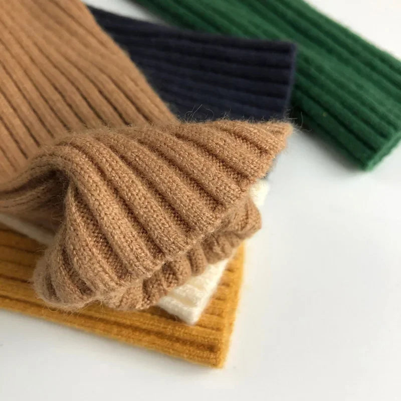 Kids Sweaters Solid Girls Sweater Brief Boys Pullover Turtleneck Knitwear For Children 1-7Y Unisex