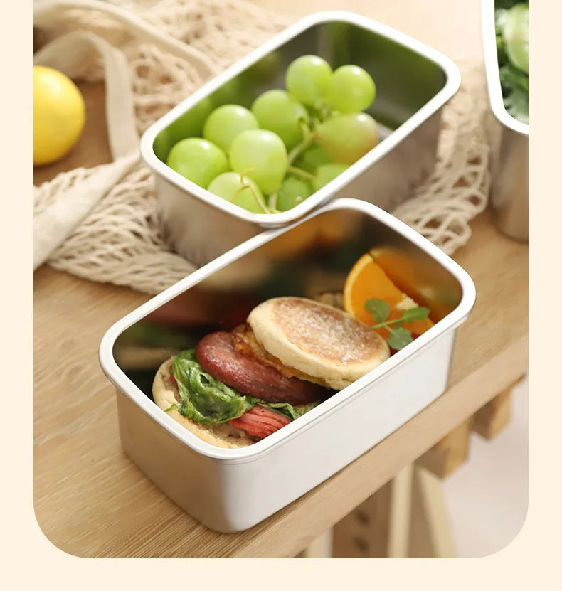 304 SS Airtight Leakproof Containers, BPA-Free - Fridge/Freezer/Microwave Safe, Stackable - Home/Kitchen Lunch Box Fruits/Meals
