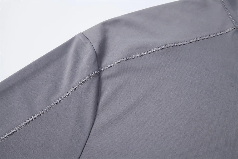 Men's UPF100+ Sun Protection Long Sleeve Shirt Solid Colour Zipper Outdoor Shirts Stand Collar Quick Dry T-Shirts