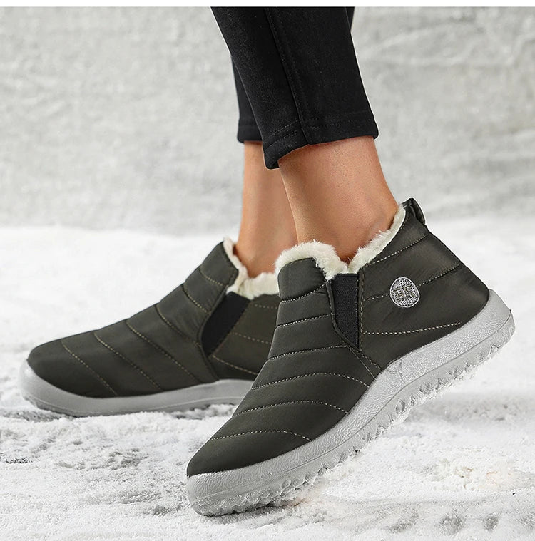 Men's Warm Fur Flat Shoes Waterproof Winter Slip-On Sneakers For Men