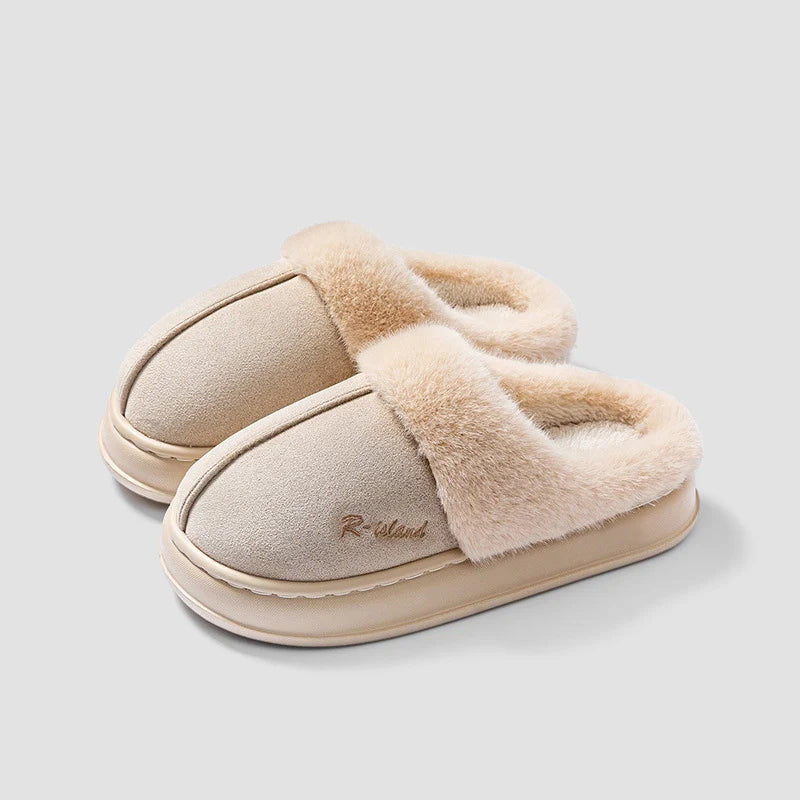 Women's Winter Warm Platform Cotton Plush Slippers Suitable As Fluffy House Footwear With Soft Sole Non-Slip Ladies' Shoe