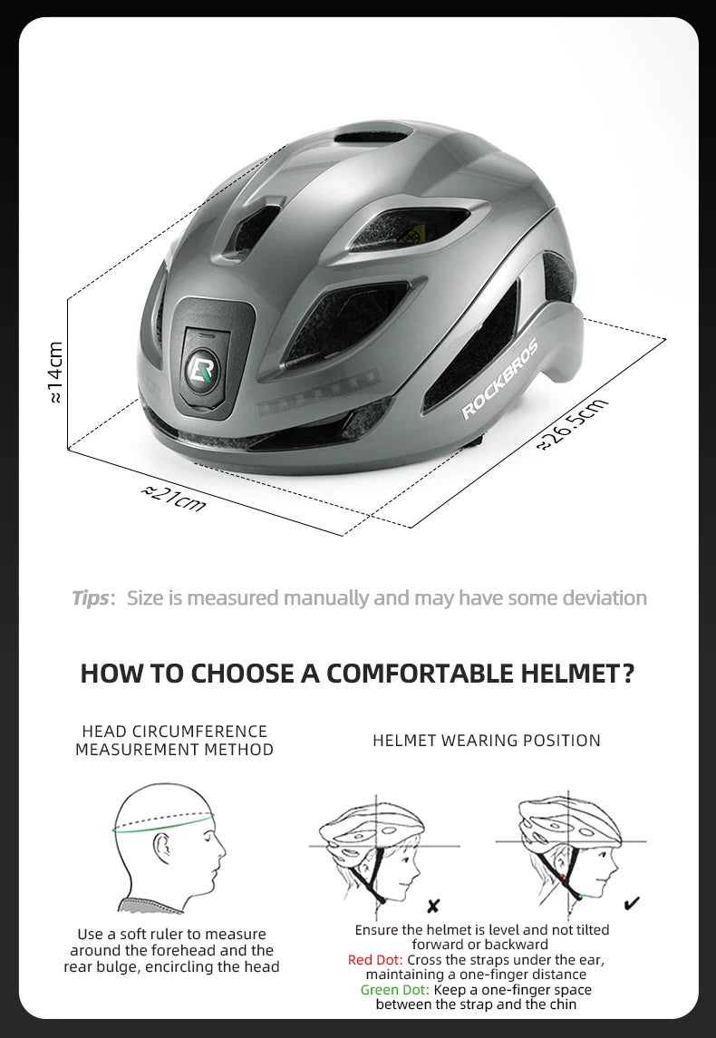 Cycling Light Helmet Type-C Charging Electric Bicycle Helmet Front Light Rear Light Warning Lamp Safety MTB Bike Helmet