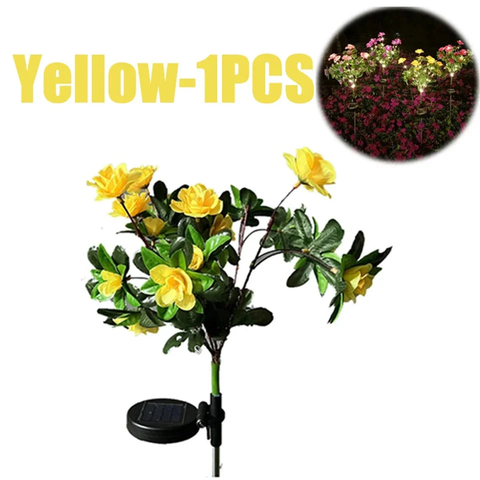 LED Solar Light Azalea Flowers Garden Lamp Home Decorative Light Landscape Orchid Rose LampYard Lawn Path Holiday Wedding Lights