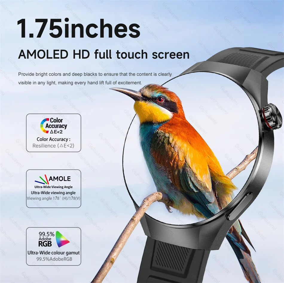 2025 True AMOLED Smart Watch Full Touch Screen 466*466 HD Health Tracker Voice Call Smartwatch For Men & Women - Compatible with Xiaomi & Huawei IOS