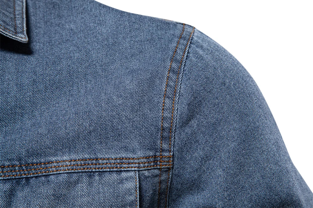 Men's 100% Cotton Denim Shirts Double Pocket Casual Cowboy Shirts Long Sleeve Autumn Jeans Shirts for Men