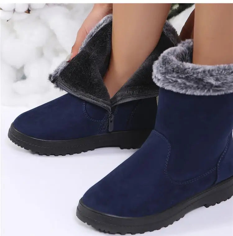 Winterlaarzen voor dames 2025 Trendschoenen Dames Platform Damesschoenen Platte Halfhoge Laarzen Platform Winterlaarzen voor dames Botas Mujer