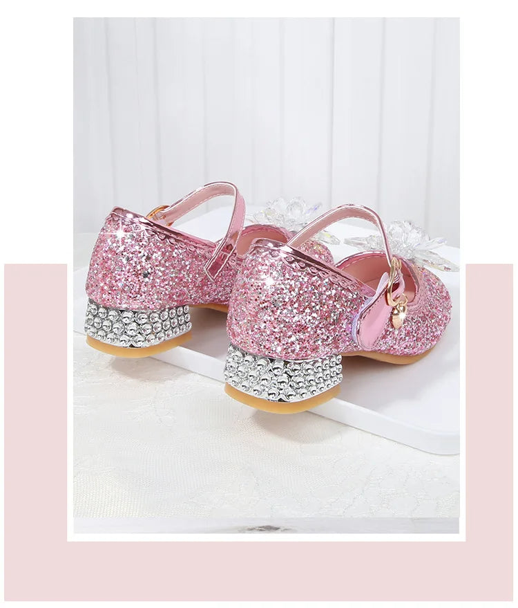 Fashion Elsa Princess Girl Shoes Frozen Cartoon Dress Shoes For Girls Fashion Party Shoes With High Heels Christmas Gifts