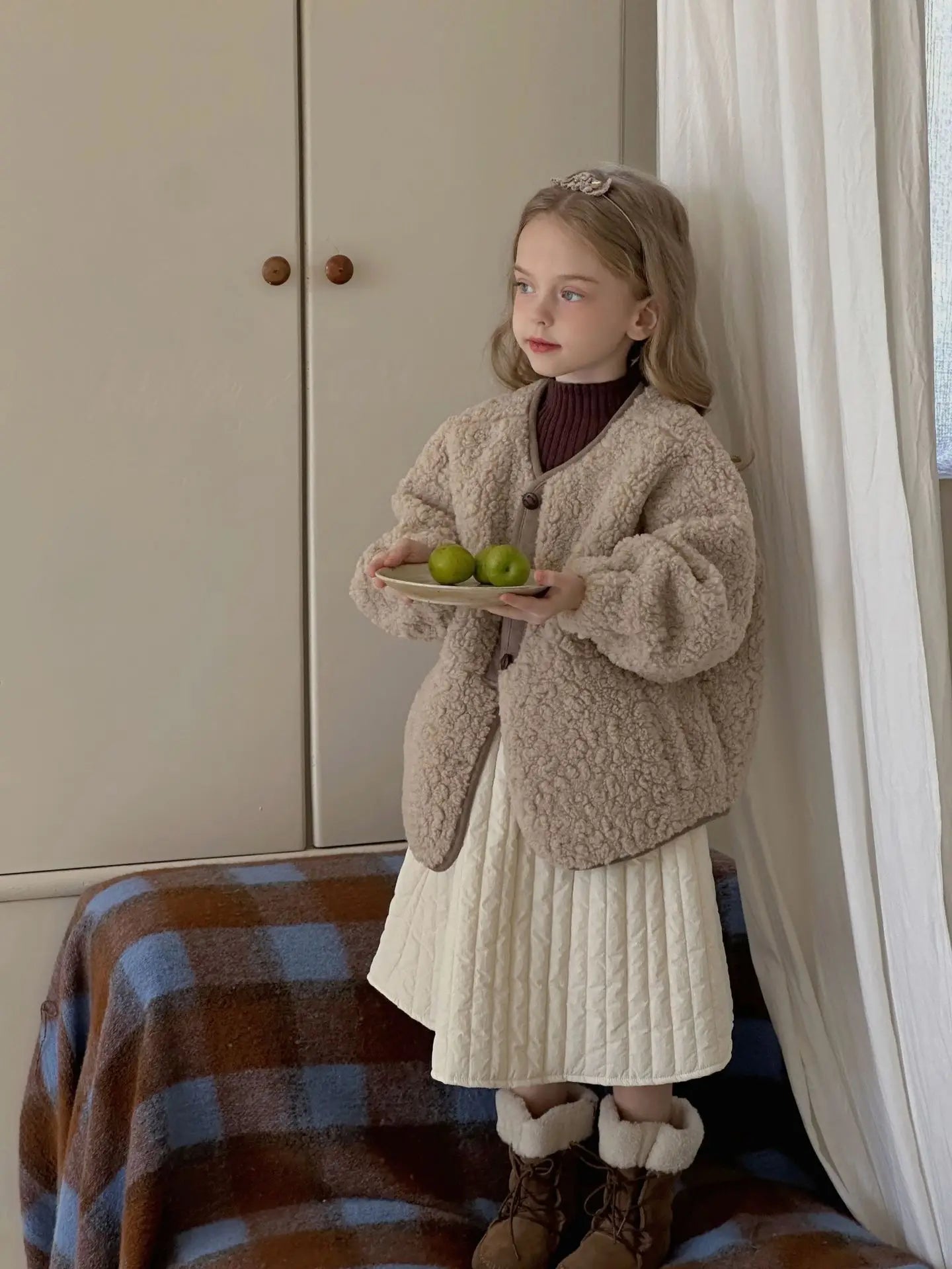 Children's Fleece Coat Spring Autumn Korean Style Female Loose Coat Kid's Thick Casual Outwear Girls Clothing 2-7Y Girls