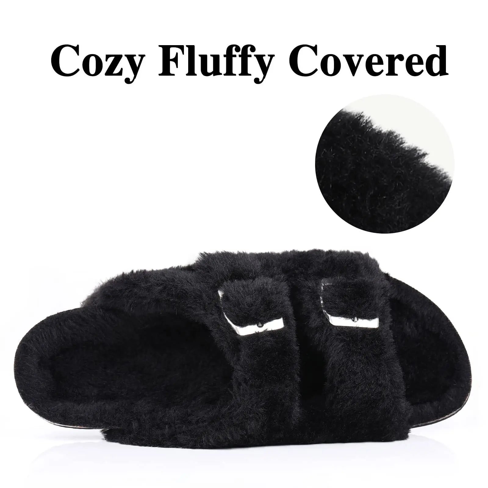 Women's Winter Warm Leisure Slippers Non-Slip Outdoor Slides Cork Insole Cosy Slip-On With Arch Support Suitable As Ladies' Sandals