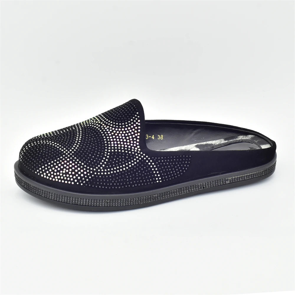 Fashion Women Mules Half Closed Slippers for Female Shoe Bling Rhinestone Sparkly Light Comfy Walking Shoe