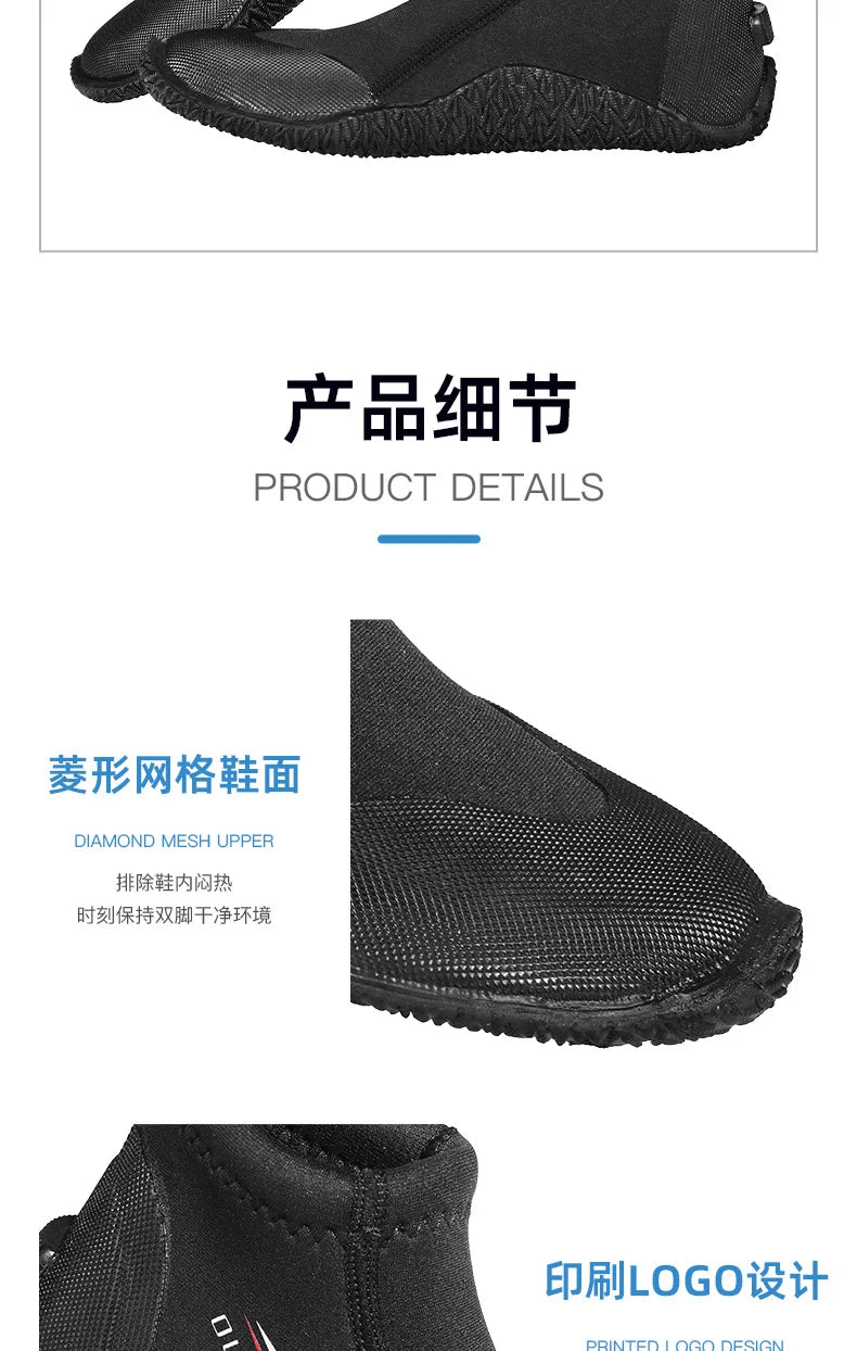 3mm Neoprene Diving Shoes – Anti-Slip Water Boots for Snorkeling, Surfing, Fishing & Beach Sports