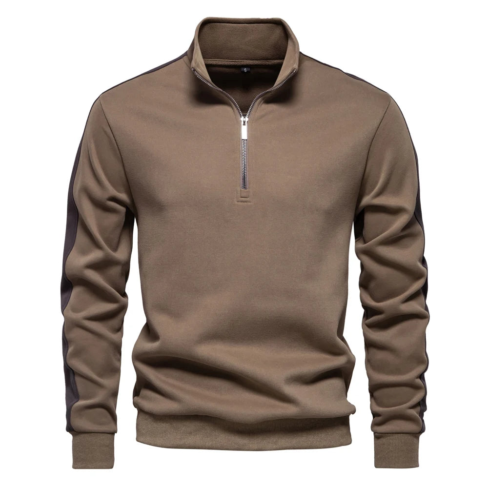 Men's Patchwork Quarter Zip Cotton-Blend Sweatshirts Lightweight Casual Sport Pullover Sweatshirt for Men