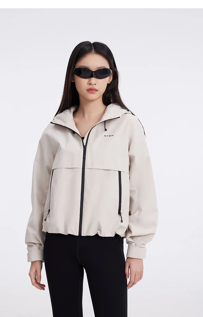 Women's Korean Short Windbreaker Jacket, Spring & Autumn Female Loose Fitting Tops Coat, Solid Colour Outerwear For Ladies