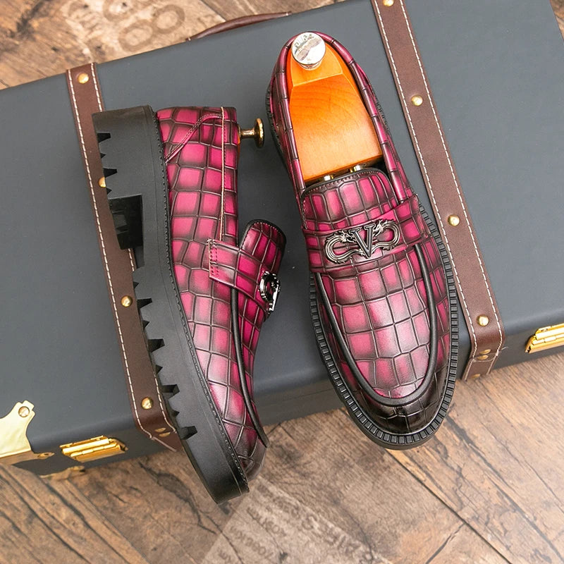 Men Height Increasing Casual Loafers Thick Bottom Male Dress Formal Shoes Slip-on Adult Leisure Loafers