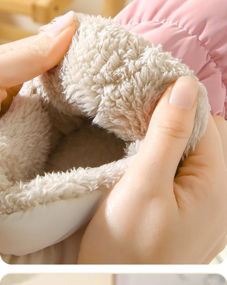 Women's Winter Warm Flat Slippers With Soft Fluffy Cosy Cotton Thick Bottom and Non-Slip Sole Suitable For Home and Outdoor Use Ladies Shoes